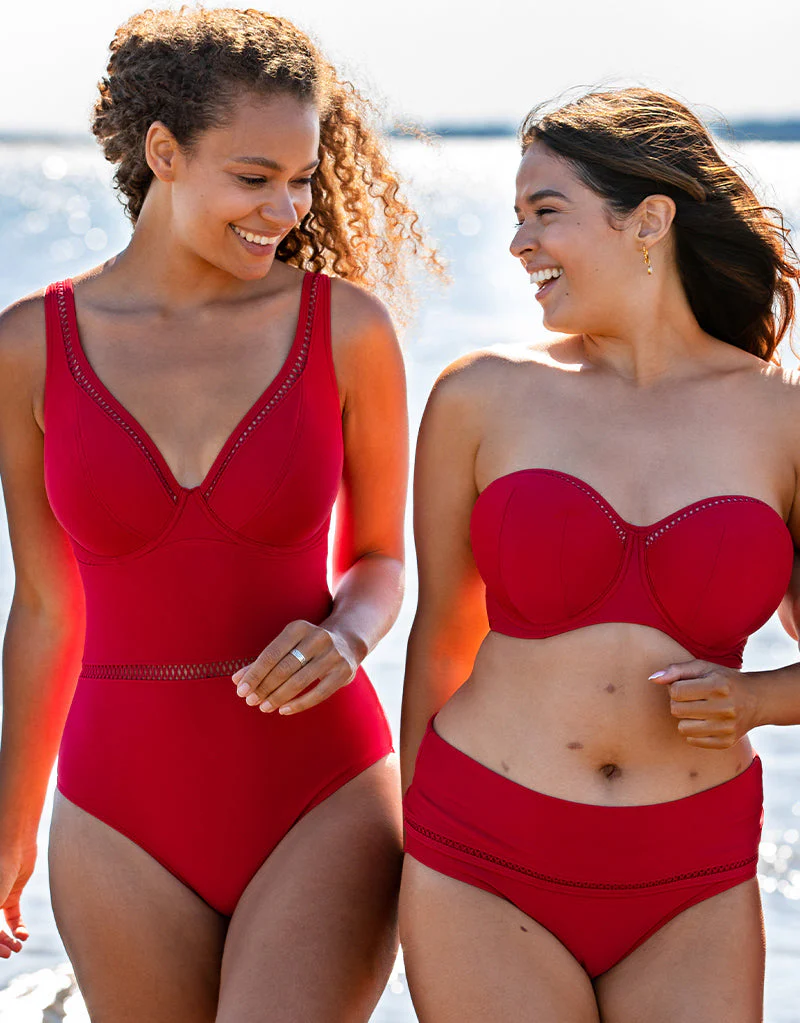 Curvy Kate First Class Bandeau Strapless Multiway Bikini Top Red - Image 12