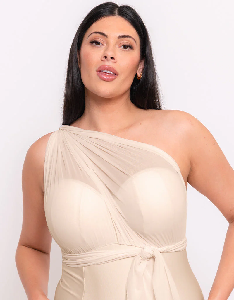 Curvy Kate Wrapsody Bandeau Strapless Multiway Swimsuit Oyster - Image 3
